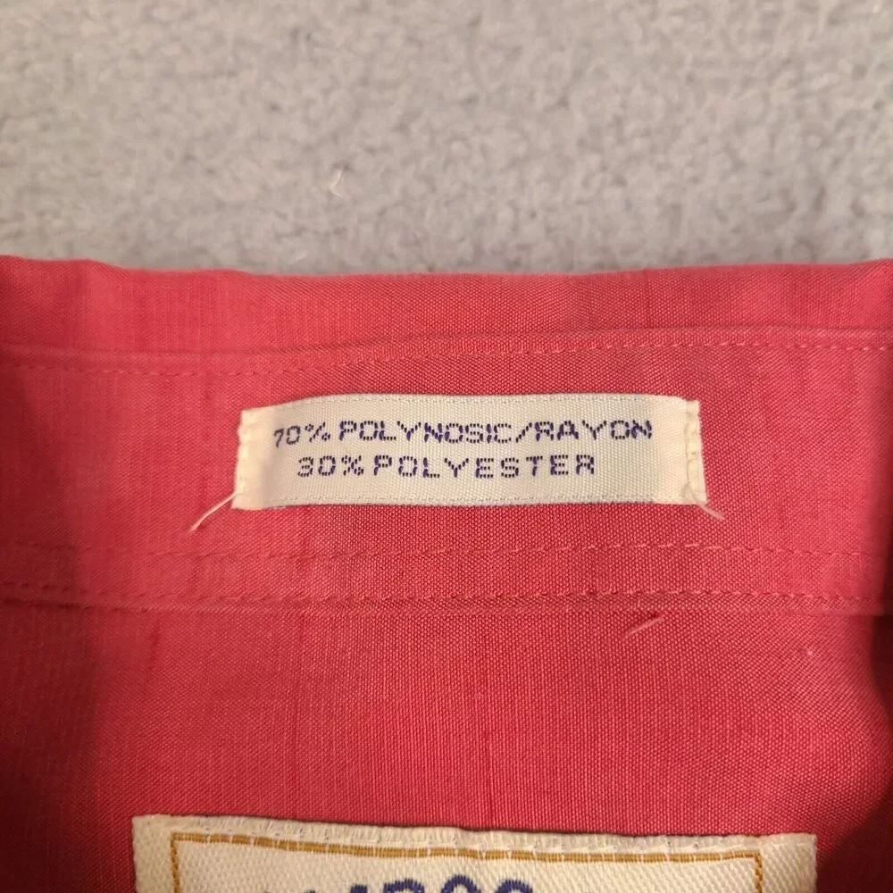 Bamboo Cay Fine Resort-Wear Leaning Palm‎ Tree Mens Large Red Salmon Embroidered